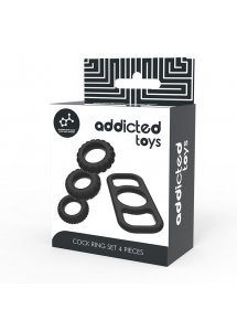 ADDICTED TOYS - ZESTAW 4 PIERŚCIENI NA PENISA CZARNY