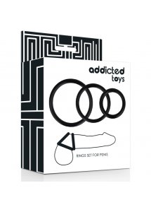 ADDICTED TOYS - 3 PIERŚCIENIE EREKCYJNE NA PENISA S M L