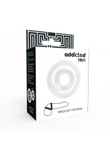 ADDICTED TOYS - NOWOCZESNY ZESTAW DWÓCH PIERŚCIENI NA PENISA PRZEZROCZYSTY