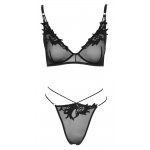 COTTELLI LINGERIE - PÓŁPRZEZROCZYSTY BIUSTONOSZ I STRINGI Z OZDOBNYMI PASECZKAMI