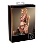 ALBIERTA FINA - SEKSOWNY 3-CZĘŚCIOWY ZESTAW BIUSTONOSZ STRINGI I PODWIĄZKI CZERWONY