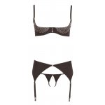 ALBIERTA FINA - SEKSOWNY BŁYSZCZĄCY ZESTAW BIUSTONOSZ STRINGI I PAS