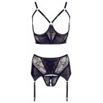 ALBIERTA FINA - SEKSOWNY 3-CZĘŚCIOWY KOMPLET BIUSTONOSZ STRINGI I PAS DO POŃCZOCH