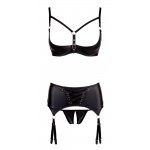 ALBIERTA FINA - SEKSOWNY 3-CZĘŚCIOWY KOMPLET BIUSTONOSZ STRINGI I PAS DO POŃCZOCH 