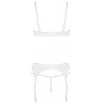 ALBIERTA FINA - SEKSOWNY KORONKOWY BIAŁY ZESTAW BIUSTONOSZ PAS I STRINGI 