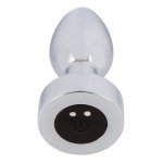 ANOS - WIBRUJĄCY KOREK ANALNY METALOWY 9 CM SREBRNY