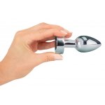 ANOS - WIBRUJĄCY KOREK ANALNY METALOWY 9 CM SREBRNY