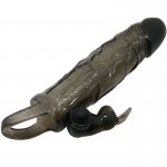 BAILE - WIBRUJĄCA NAKŁADKA NA PENISA Z KRÓLICZKIEM CZARNA 16,5 CM