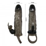 BAILE - WIBRUJĄCA NAKŁADKA NA PENISA Z KRÓLICZKIEM CZARNA 16,5 CM