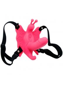 BAILE - STYMULATOR ŁECHTACZKI MOTYLEK STRAP-ON RÓŻOWY