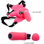 BAILE - STYMULATOR ŁECHTACZKI MOTYLEK Z PILOTEM STRAP-ON RÓŻOWY