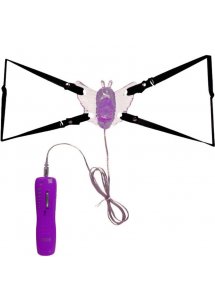  BAILE - STYMULATOR ŁECHTACZKI MINI MOTYLEK Z PILOTEM STRAP-ON FIOLETOWY