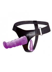 BAILE - UPRZĄŻ STRAP-ON Z DILDO I KORKIEM ANALNYM FIOLETOWY