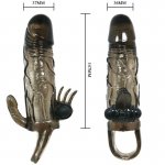 BAILE - WIBRUJĄCA NAKŁADKA NA PENISA Z PODWÓJNĄ STYMULACJĄ CZARNA 16,5 CM