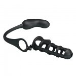 BAILE - NAKŁADKA NA PENISA Z MASAŻEREM ANALNYM CZARNA