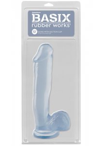 BASIX - REALISTYCZNE DILDO Z JĄDRAMI PRZEZROCZYSTE 31 CM