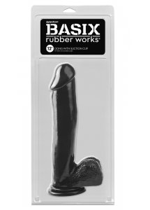 BASIX - REALISTYCZNE DILDO Z JĄDRAMI CZARNE 31 CM