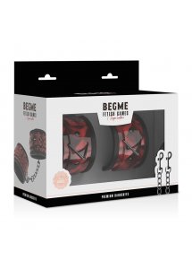 BEGME - CZERWONE KAJDANKI ZE SKÓRY WEGAŃSKIEJ