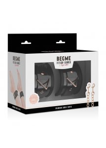 BEGME BLACK - CZARNE KAJDANKI NA NOGI Z WEGAŃSKIEJ SKÓRY