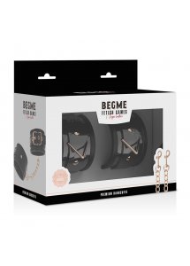 BEGME BLACK - CZARNE KAJDANKI ZE SKÓRY WEGAŃSKIEJ