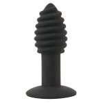 BLACK VELVETS - KOREK ANALNY TWIST BUTT Z ROWKAMI I WIBRACJAMI 10 CM