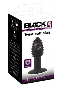 BLACK VELVETS - KOREK ANALNY TWIST BUTT Z ROWKAMI I WIBRACJAMI 10 CM