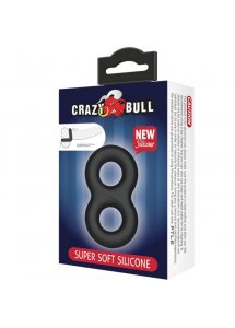 CRAZY BULL - PODWÓJNY SILIKONOWY PIERŚCIEŃ NA PENISA CZARNY