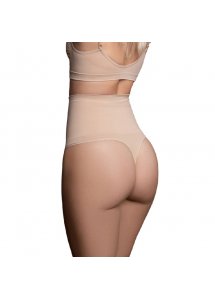 BYE BRA - BEZSZWOWE STRINGI Z WYSOKIM STANEM BEŻOWE