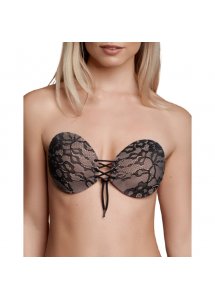 BYE BRA - OKRĄGŁY BIUSTONOSZ KORONKOWY CZARNY