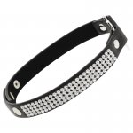 COQUETTE - SKÓRZANY WEGAŃSKI NASZYJNIK Z SERDUSZKIEM I DIAMENCIKAMI