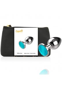 COQUETTE - SREBRNY KOREK ANALNY Z NIEBIESKIM KRYSZTAŁEM S 2,7X8CM