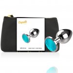 COQUETTE - SREBRNY KOREK ANALNY Z NIEBIESKIM KRYSZTAŁEM S 2,7X8CM