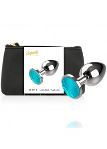 COQUETTE - SREBRNY KOREK ANALNY Z NIEBIESKIM KRYSZTAŁEM M 3,5X8CM