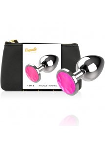 COQUETTE - SREBRNY KOREK ANALNY Z RÓŻOWYM KRYSZTAŁEM L 4X9CM