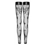 NOIR - POŃCZOCHY BEZ STÓP Z WZORKAMI CZARNE