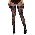 NOIR - POŃCZOCHY BEZ STÓP Z WZORKAMI CZARNE