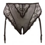 COTTELLI CURVES - KORONKOWE MAJTKI Z SZELKAMI DO POŃCZOCH CZARNE