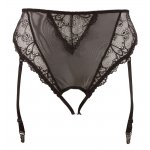 COTTELLI CURVES - KORONKOWE MAJTKI Z SZELKAMI DO POŃCZOCH CZARNE