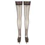 COTTELLI LEGWEAR - POŃCZOCHY Z KORONKĄ 8CM I OZDOBNYM SZWEM