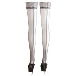 COTTELLI LEGWEAR - CZARNE POŃCZOCHY ZE SREBRNĄ KORONKĄ