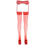 COTTELLI LEGWEAR - CZERWONE POŃCZOCHY Z KORONKĄ 7CM