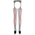 COTTELLI LEGWEAR - CZARNO-CZERWONE POŃCZOCHY SIATKOWE Z PASEM 