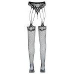 COTTELLI LEGWEAR - POŃCZOCHY SIATKOWE ZE STRINGAMI BEZ KROCZA CZARNE