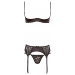 COTTELLI LINGERIE - 3-CZĘŚCIOWY ZESTAW Z DELIKATNEJ KWIATOWEJ KORONKI