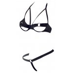COTTELLI LINGERIE - SEKSOWNY WYCIĘTY ZESTAW STRINGI I BIUSTONASZ CZARNY