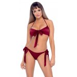 COTTELLI LINGERIE - BIUSTONOSZ I MAJTECZKI Z KOKARDKĄ DO WIĄZANIA CZERWONY