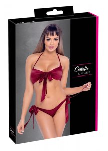 COTTELLI LINGERIE - BIUSTONOSZ I MAJTECZKI Z KOKARDKĄ DO WIĄZANIA CZERWONY