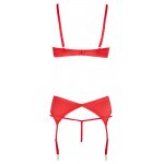 COTTELLI LINGERIE - 3-CZĘŚCIOWY ZESTAW BIUSTONOSZ STRINGI I PAS DO POŃCZOCH CZERWONY