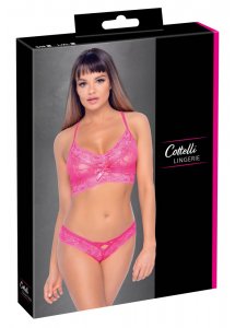 COTTELLI LINGERIE - KORONKOWY KOMPLECIK MIĘKKI BIUSTONOSZ I MAJTECZKI RÓŻOWY