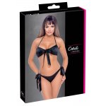 COTTELLI LINGERIE - BIUSTONOSZ I MAJTECZKI Z KOKARDKĄ DO WIĄZANIA CZARNY